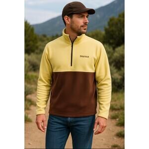 Marmot M12650 Fleece Pullover XL Half Zip Jacket Yellow Brown NWT